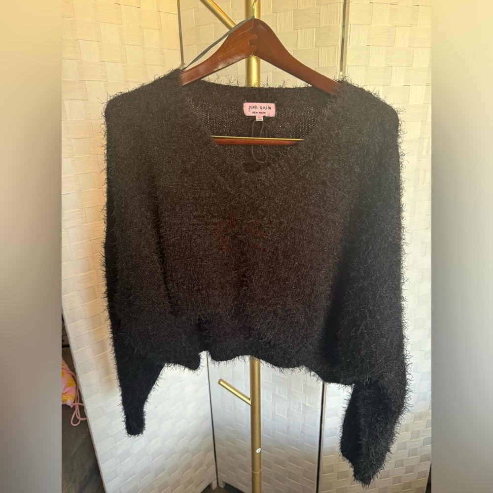 Pink Robin Cropped Sweater